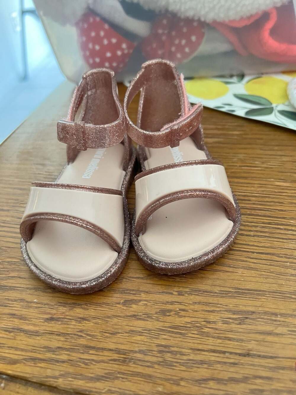 Mini Melissa Mini Mar Pink Glitter Jelly Sandals